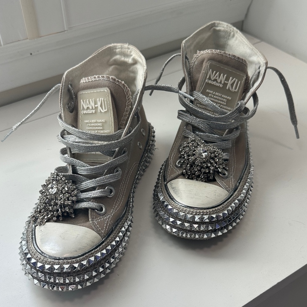 Nan-Ku Women's Studded Silver Sneakers